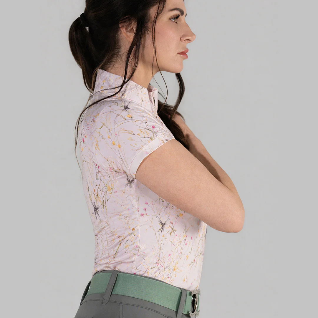Dapplebay Dragonfly Meadow 1/4 Zip SS Riding Top-Light Pink - Image 4
