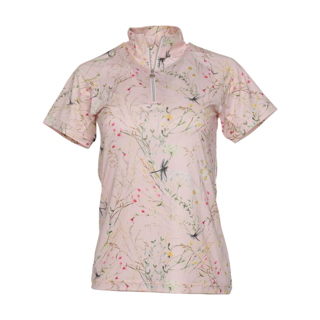 Dapplebay Dragonfly Meadow 1/4 Zip SS Riding Top-Light Pink - Image 5