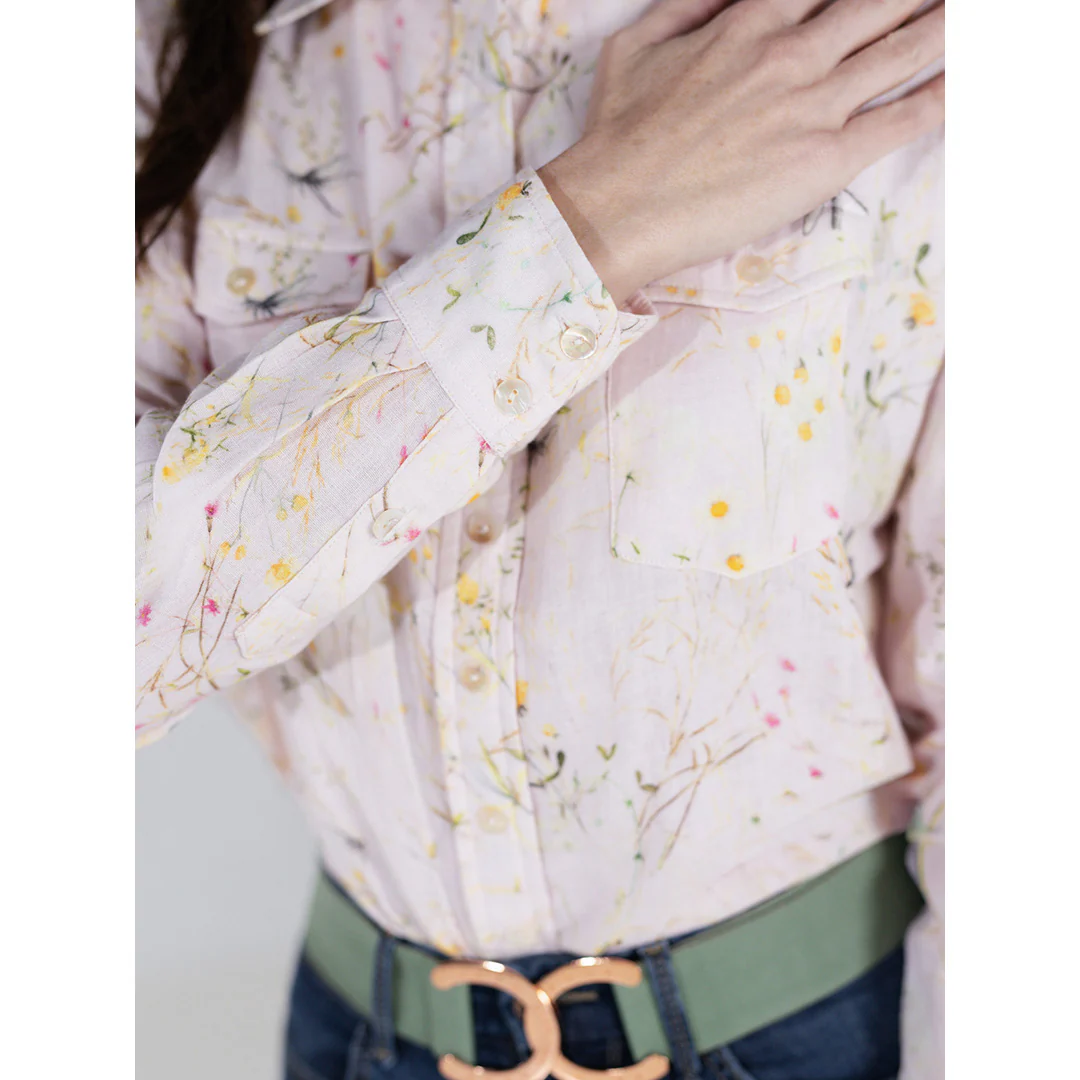 Dapplebay Dragonfly Meadow Breezy Button Up Top-Light Pink - Image 5