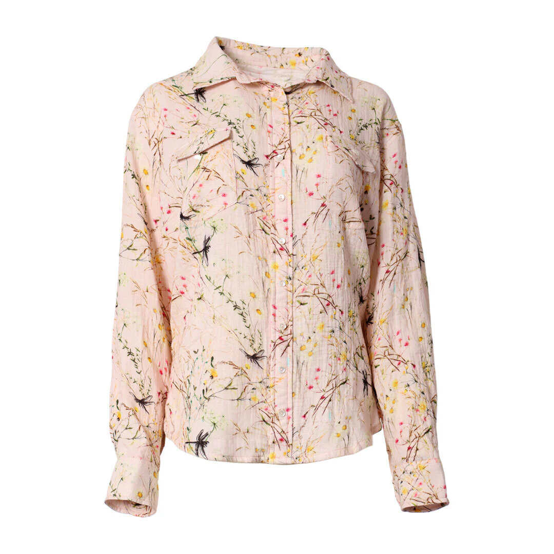 Dapplebay Dragonfly Meadow Breezy Button Up Top-Light Pink - Image 8