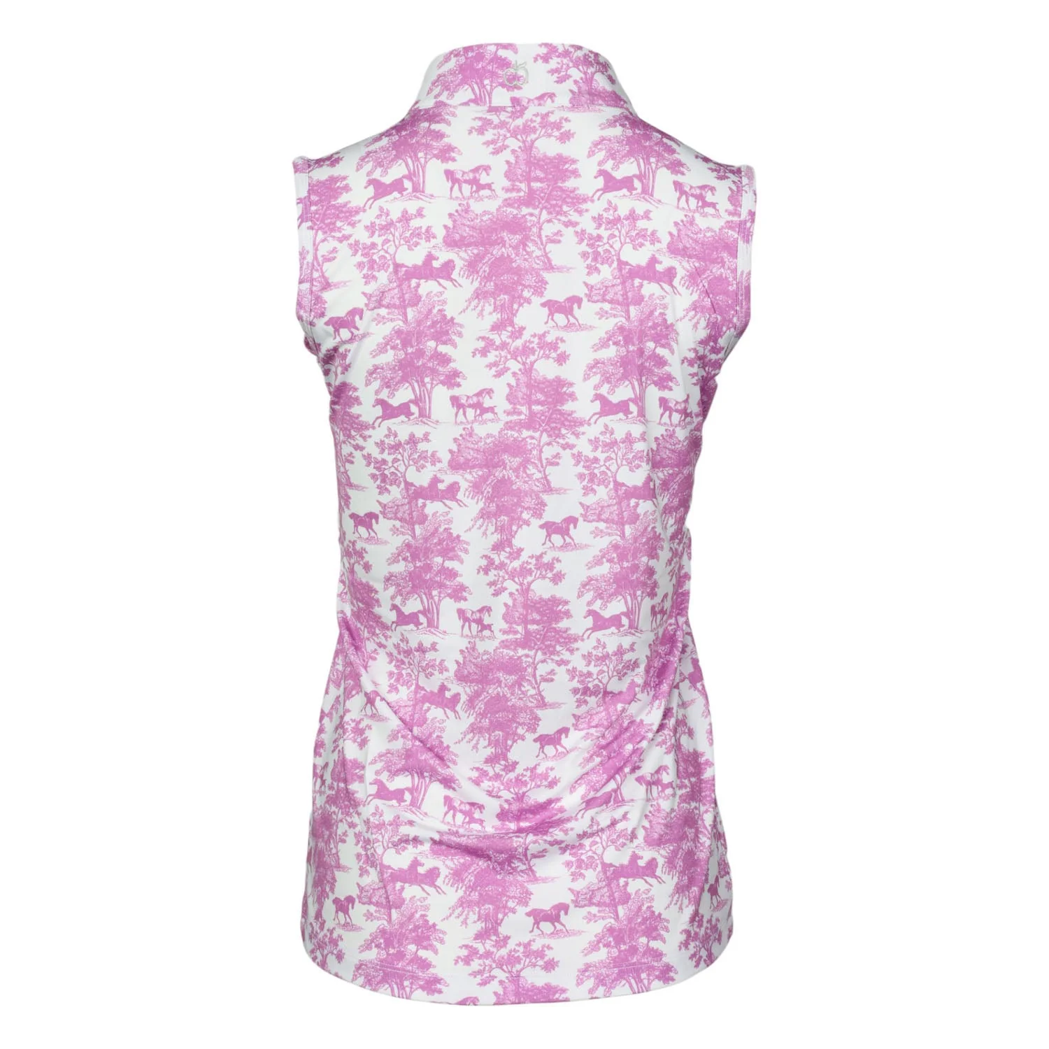 Dapplebay Equestrian Toile 1/4 Zip Light Riding Top - Sleeveless-Rose/White - Image 4