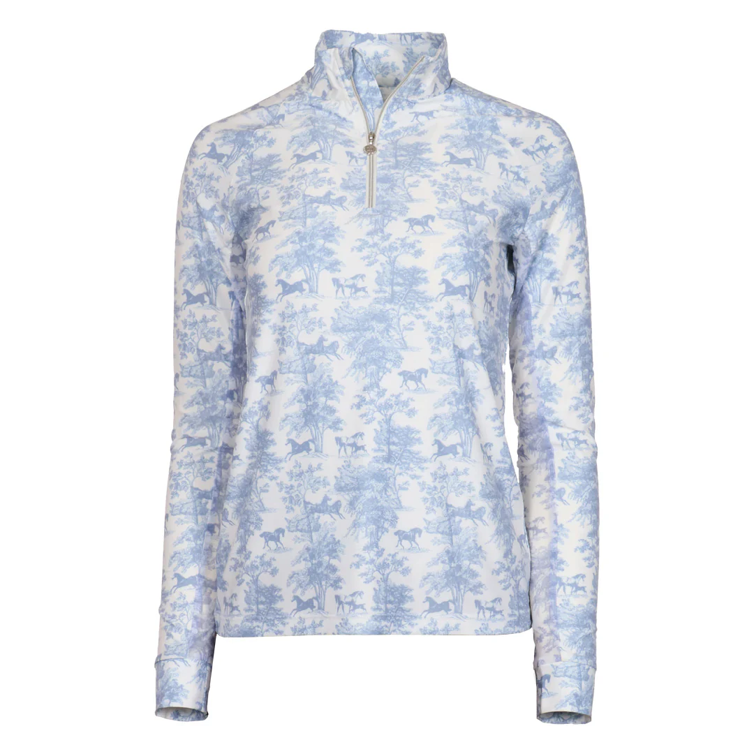 Dapplebay Equestrian Toile 1/4 Zip LS Riding Top-Moonrise - Image 7