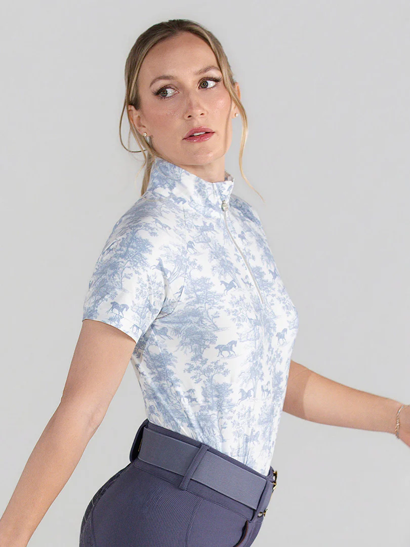 Dapplebay Equestrian Toile 1/4 Zip SS Riding Top-Moonrise - Image 3