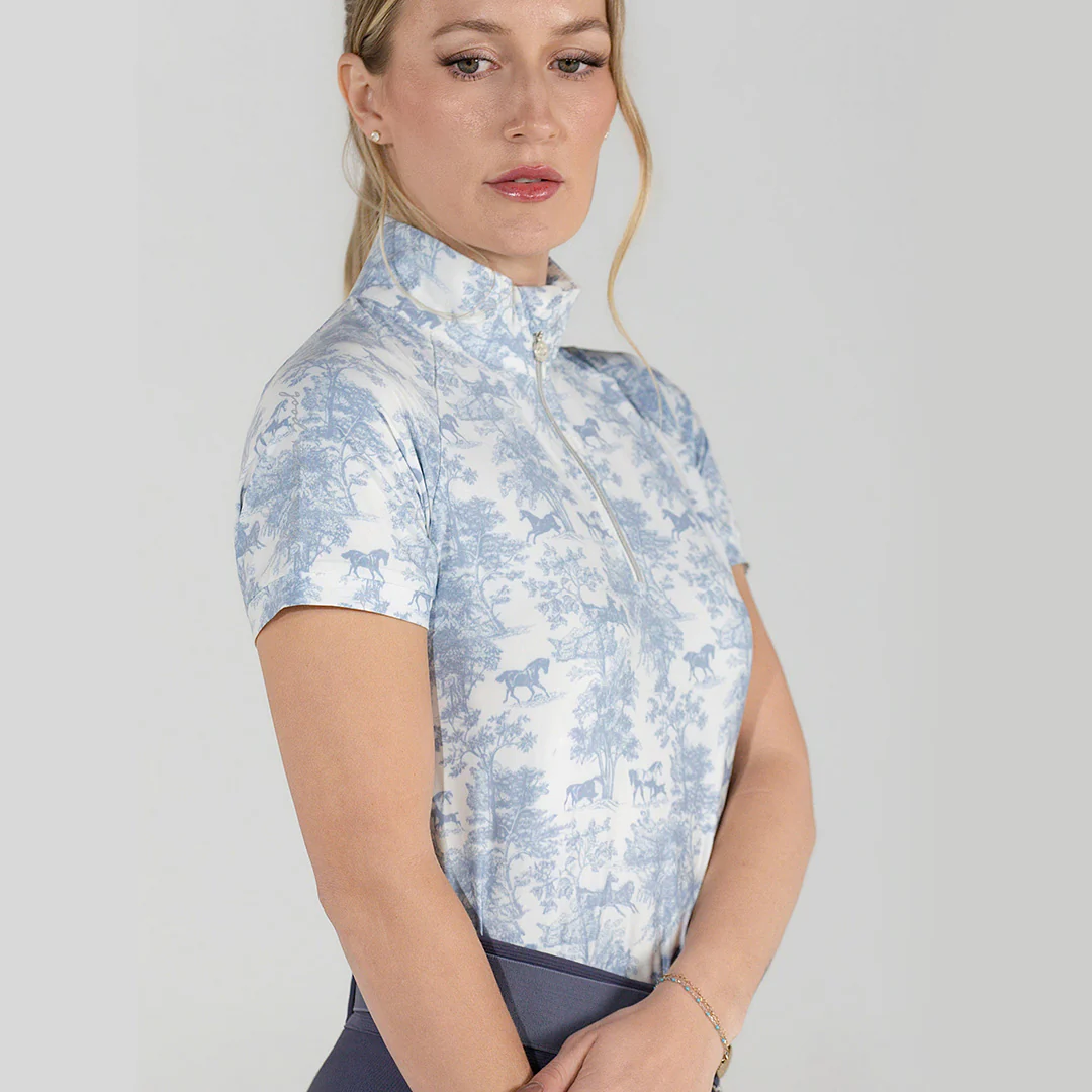 Dapplebay Equestrian Toile 1/4 Zip SS Riding Top-Moonrise - Image 5