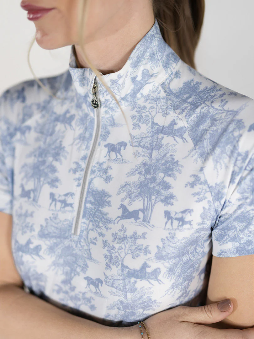 Dapplebay Equestrian Toile 1/4 Zip SS Riding Top-Moonrise - Image 6