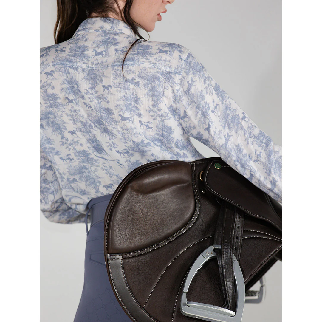 Dapplebay Equestrian Toile Breezy Button Up Top-Moonrise - Image 5
