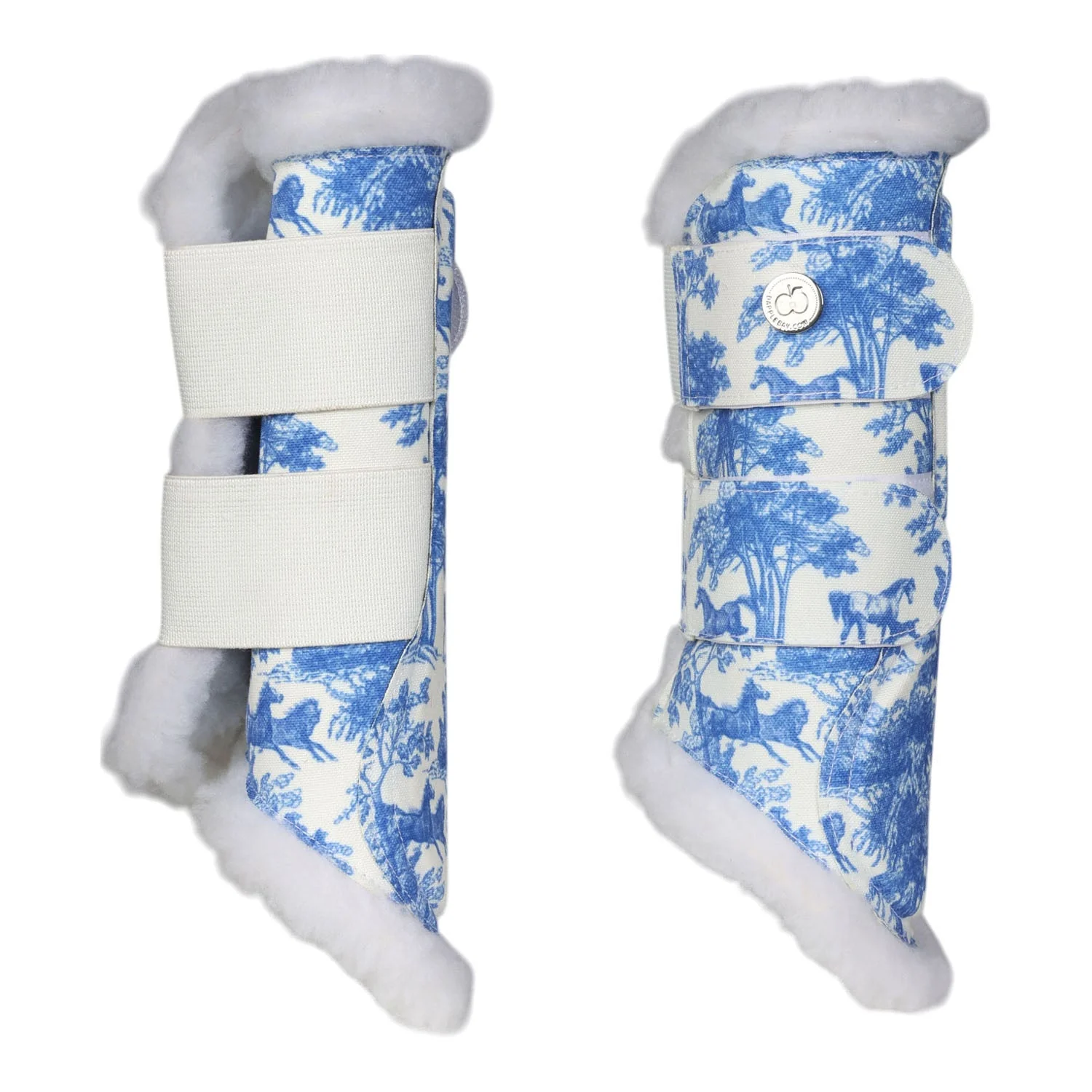 Dapplebay Equestrian Toile Brush Boots-Blue/White - Image 2