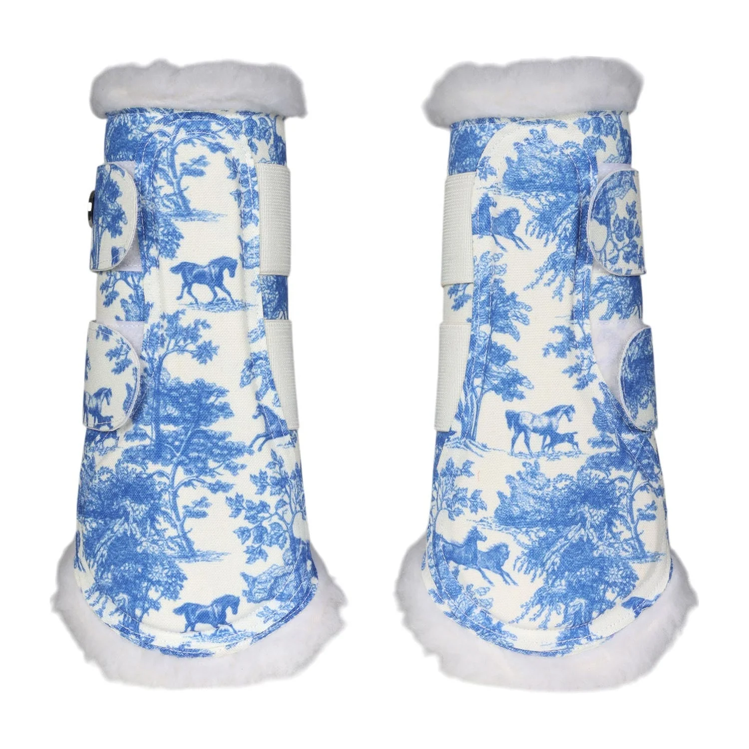 Dapplebay Equestrian Toile Brush Boots-Blue/White - Image 3