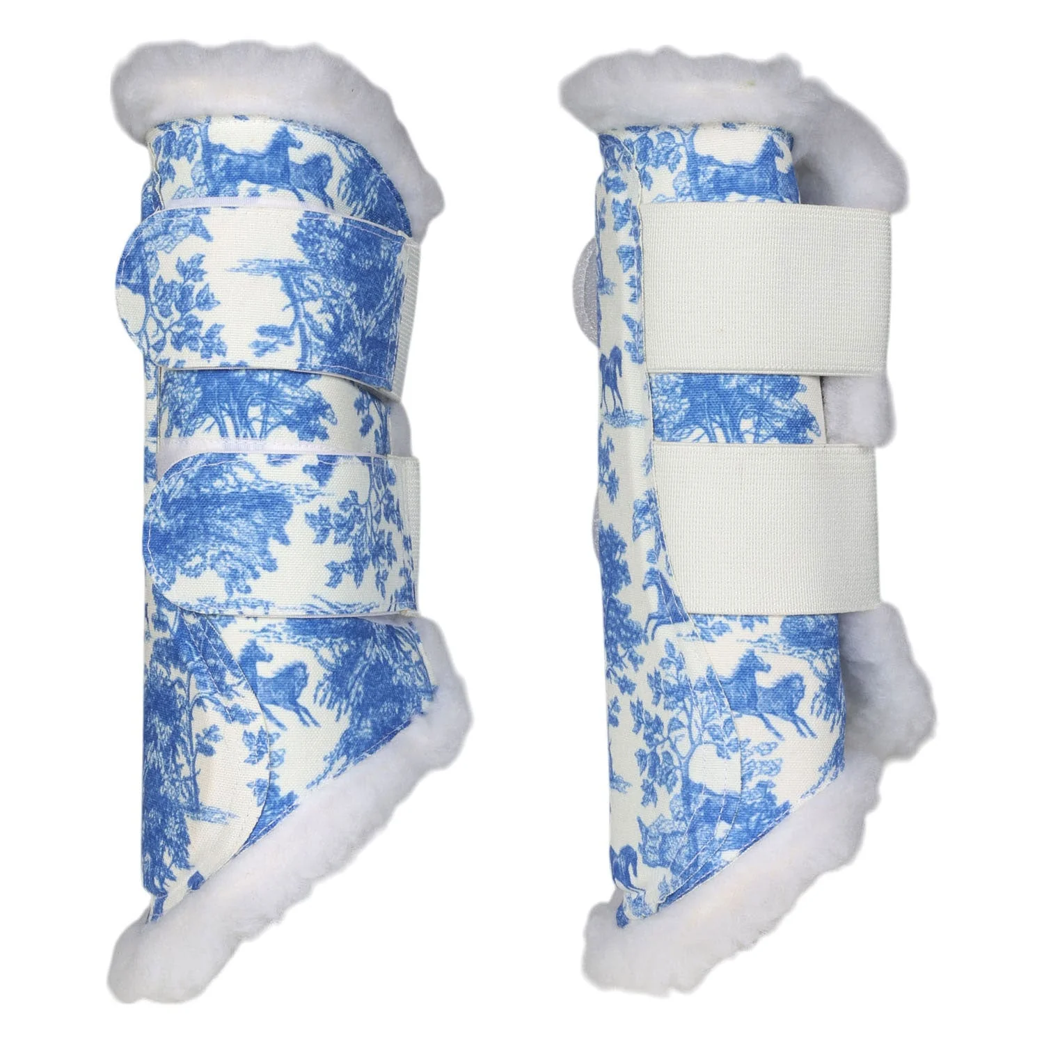 Dapplebay Equestrian Toile Brush Boots-Blue/White - Image 4