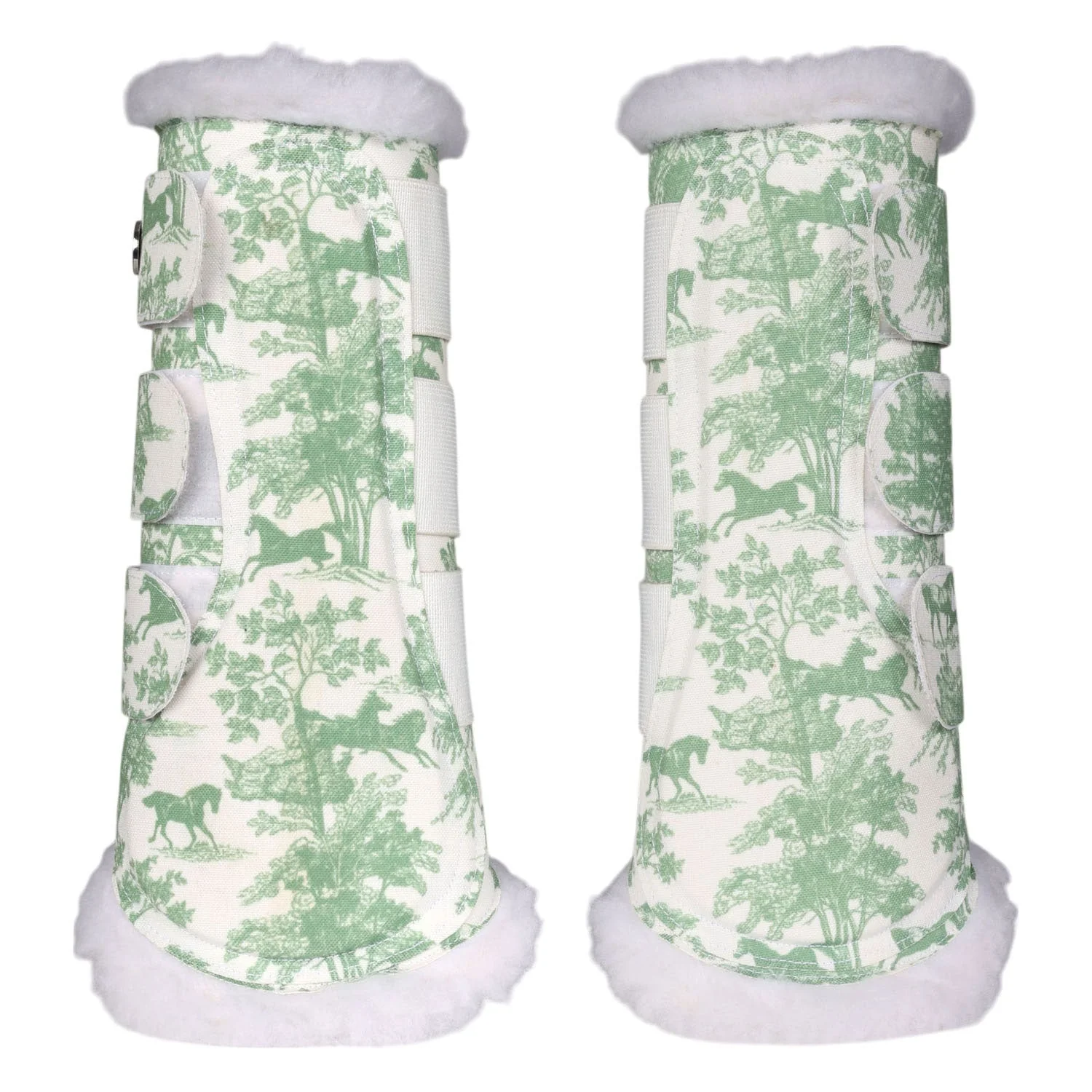 Dapplebay Equestrian Toile Brush Boots-Green/White - Image 4