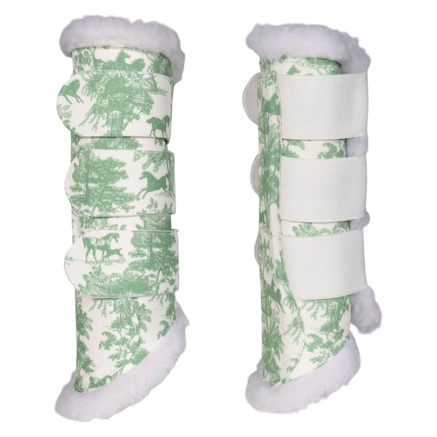 Dapplebay Equestrian Toile Brush Boots-Green/White - Image 5