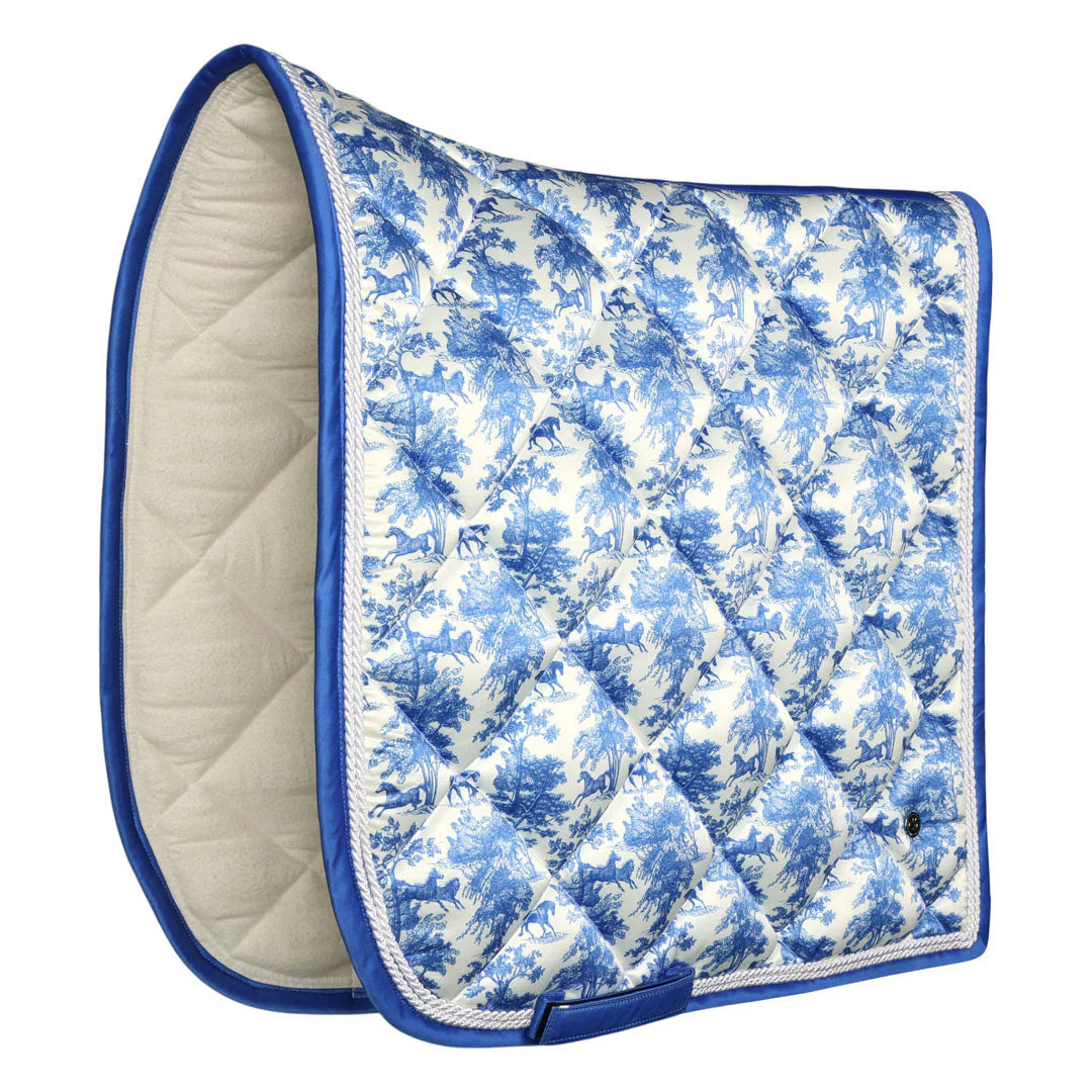 Dapplebay Equestrian Toile Dressage Saddle Pad-Blue/White - Image 2