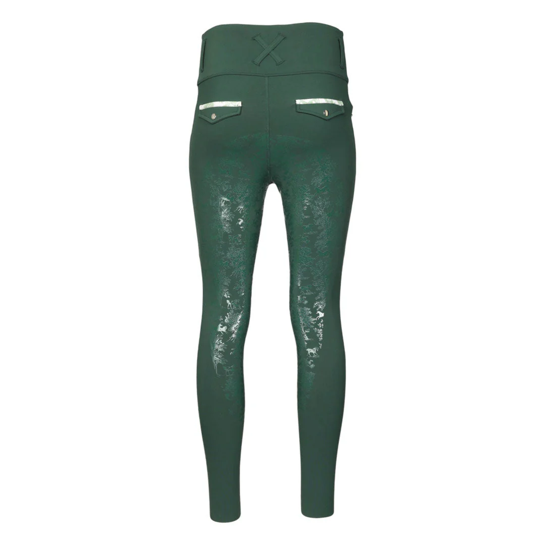 Dapplebay Equestrian Toile Essential Tights-Evergreen - Image 3