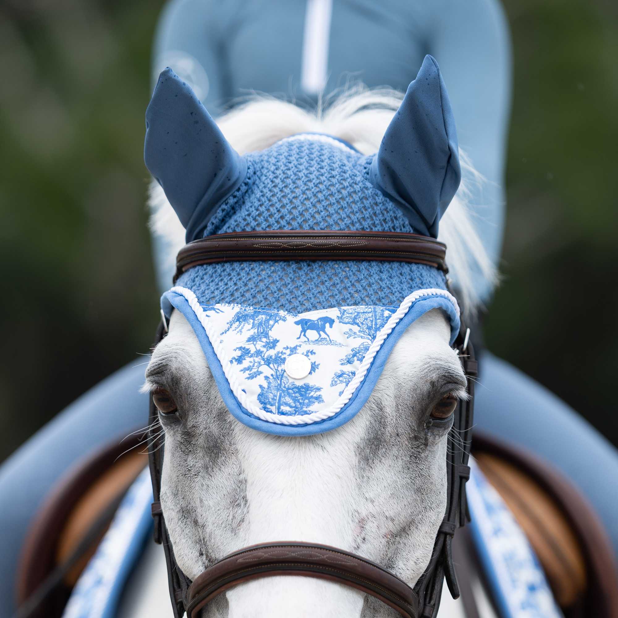 Dapplebay Equestrian Toile Fly Veil-Blue/White - Image 2
