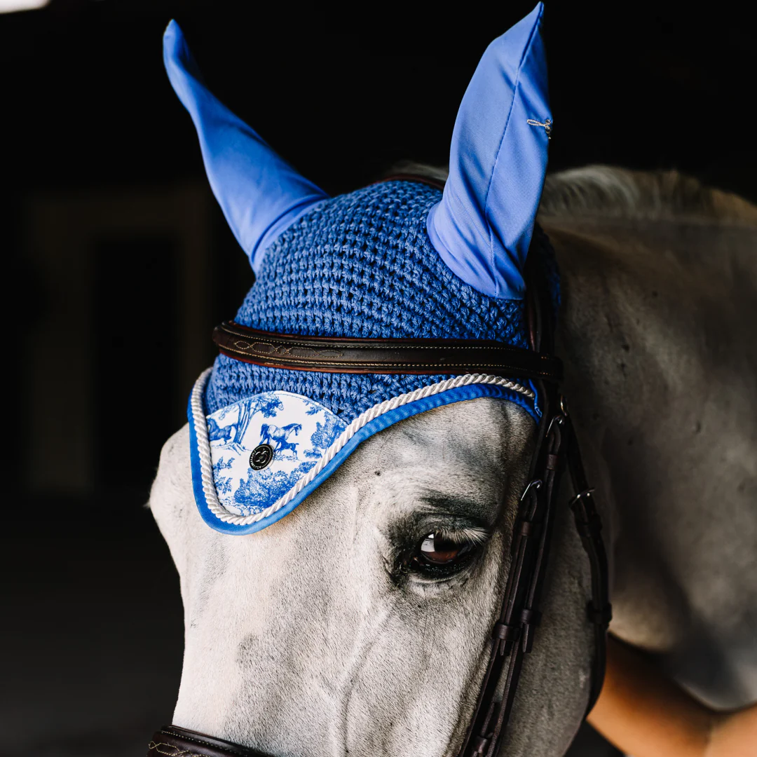 Dapplebay Equestrian Toile Fly Veil-Blue/White - Image 3