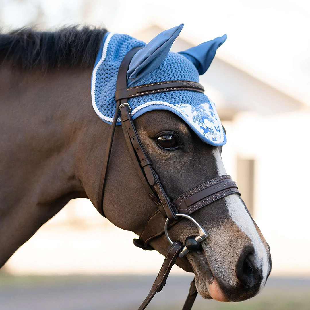 Dapplebay Equestrian Toile Fly Veil-Blue/White - Image 4