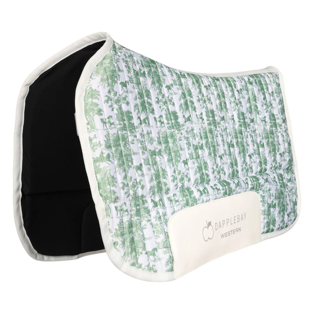 Dapplebay Equestrian Toile Western Saddle Pad-Green/White - Image 2
