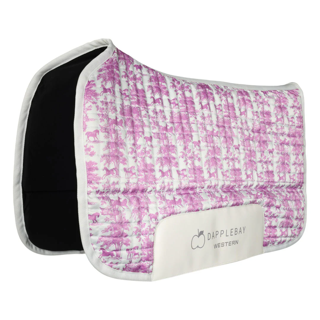 Dapplebay Equestrian Toile Western Saddle Pad-Rose/White - Image 2