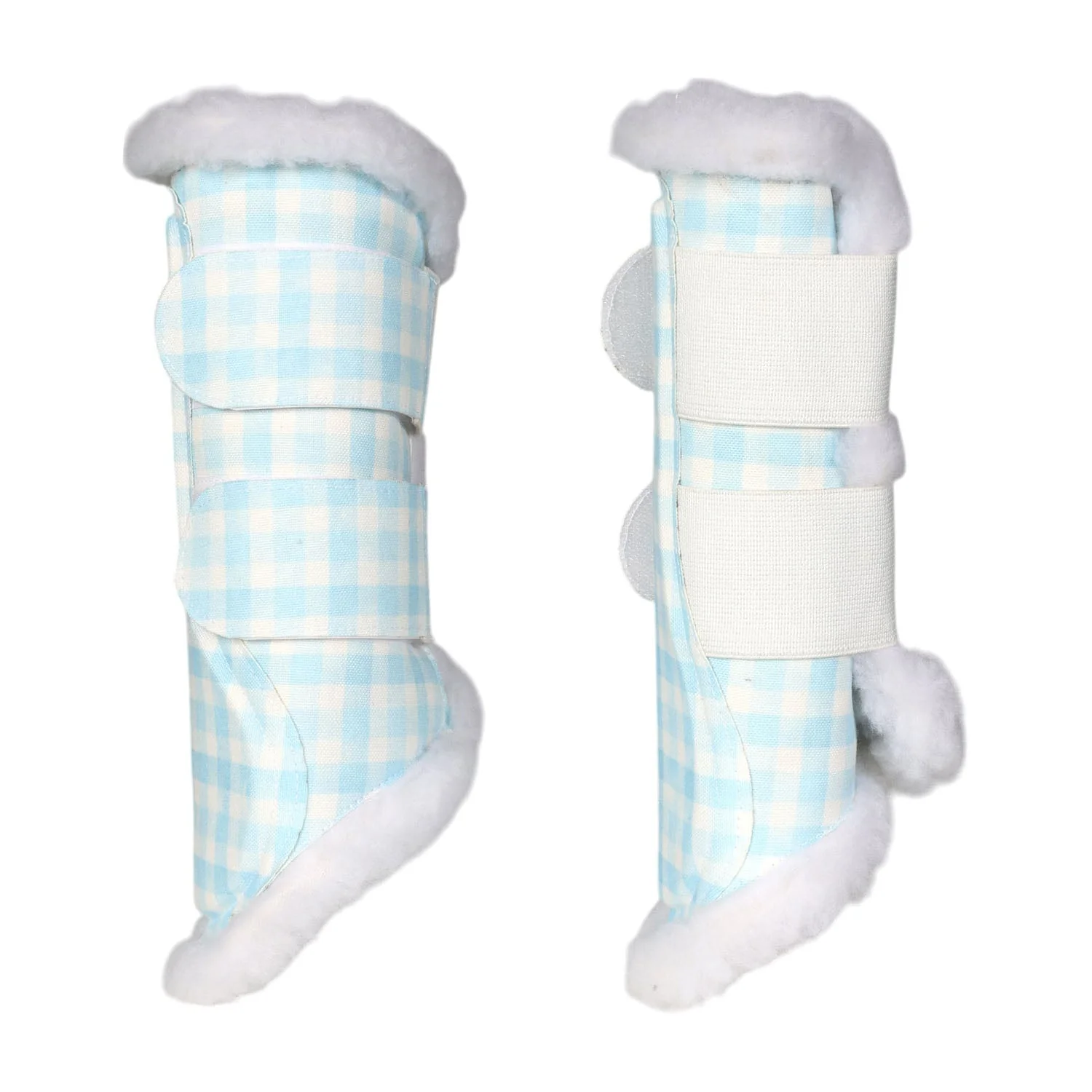 Dapplebay Gingham Brush Boots-Blue/White - Image 2