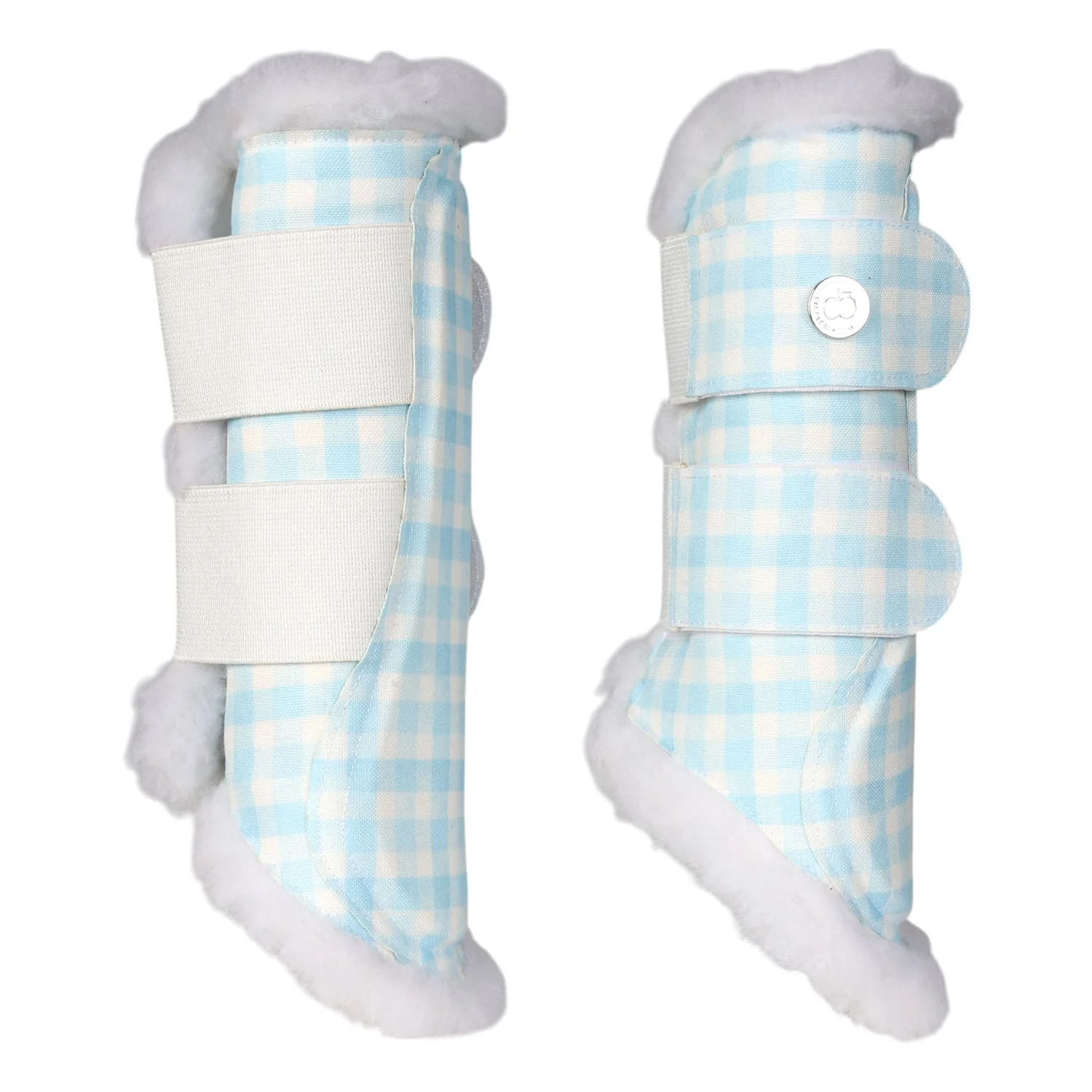 Dapplebay Gingham Brush Boots-Blue/White - Image 3