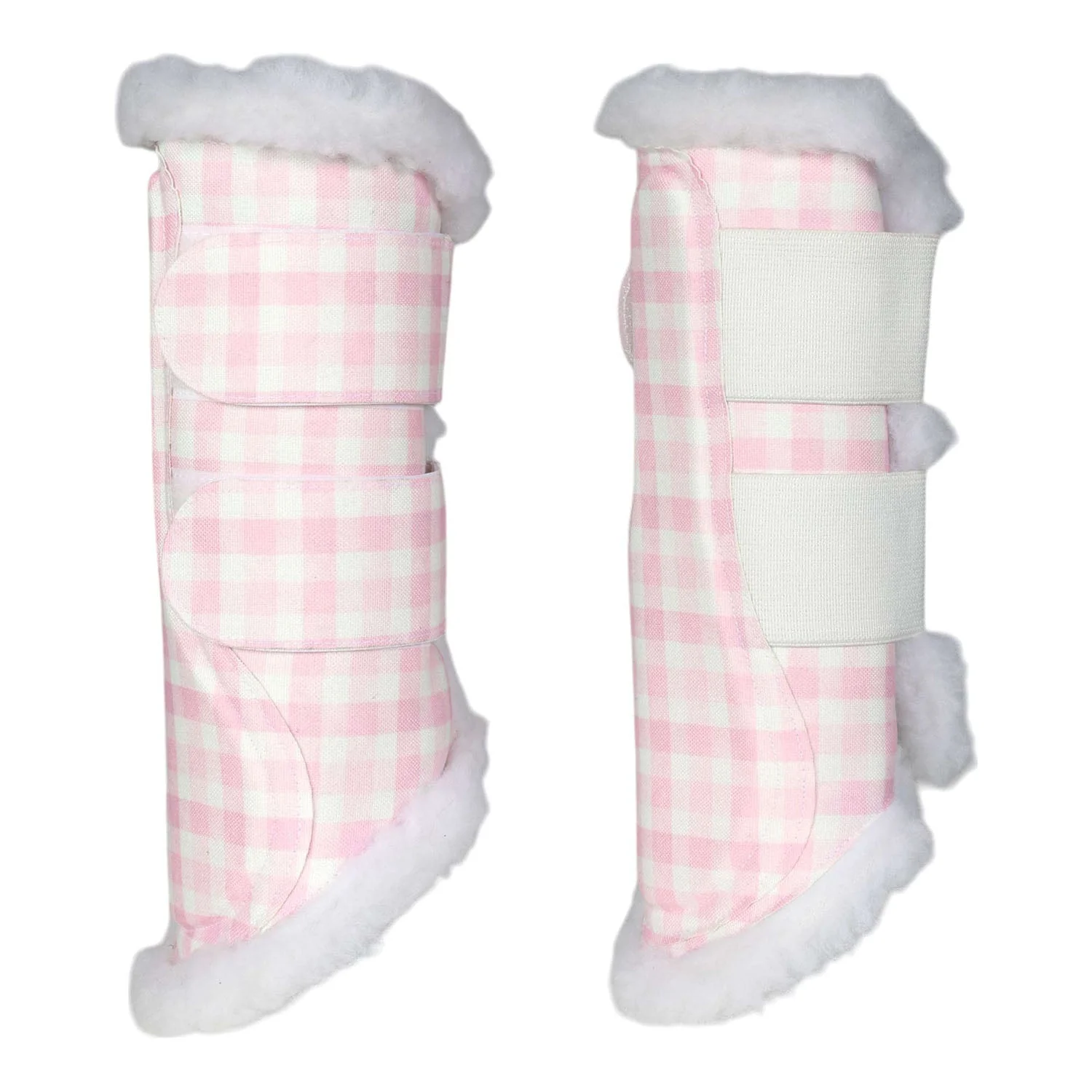 Dapplebay Gingham Brush Boots-Pink/White - Image 2
