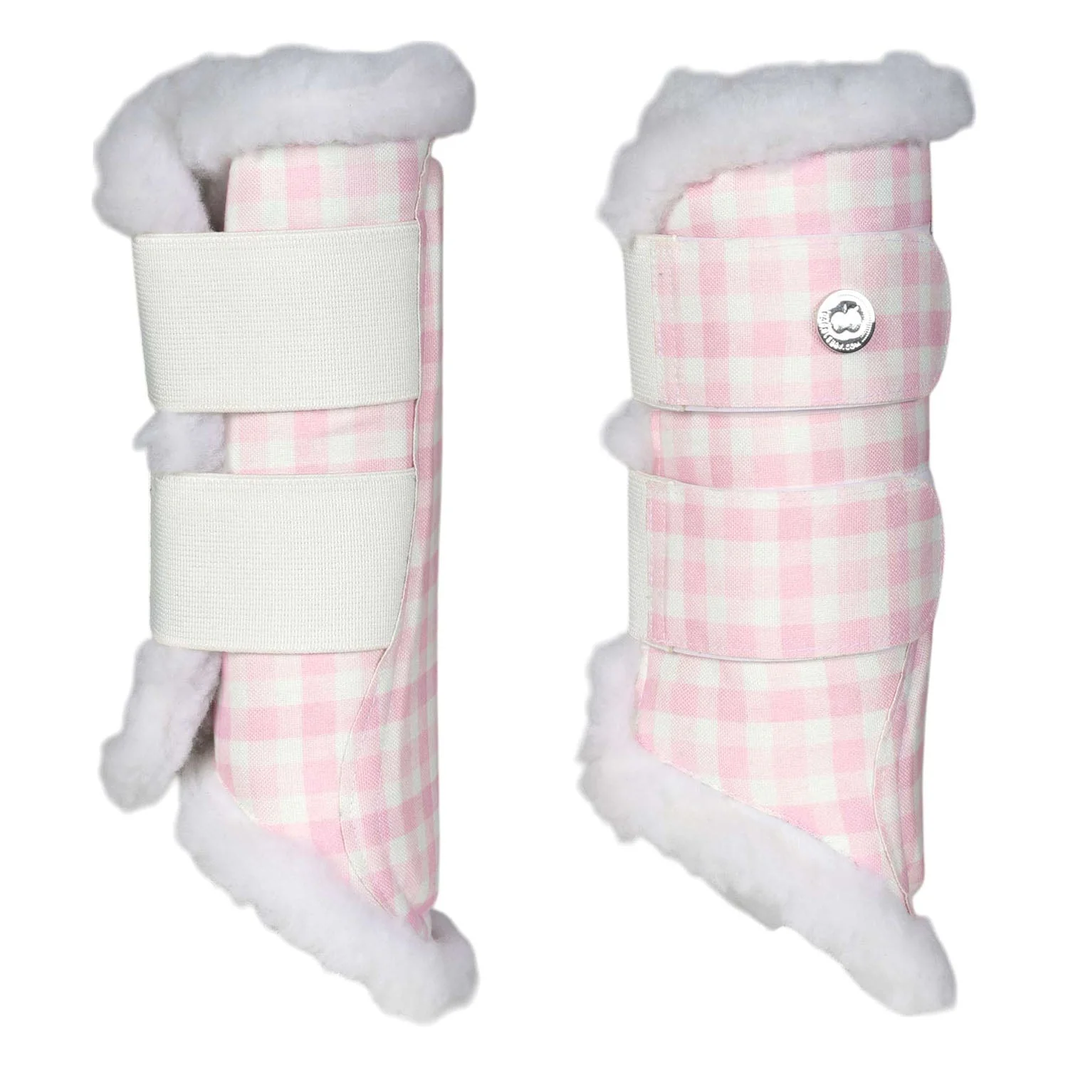 Dapplebay Gingham Brush Boots-Pink/White - Image 3