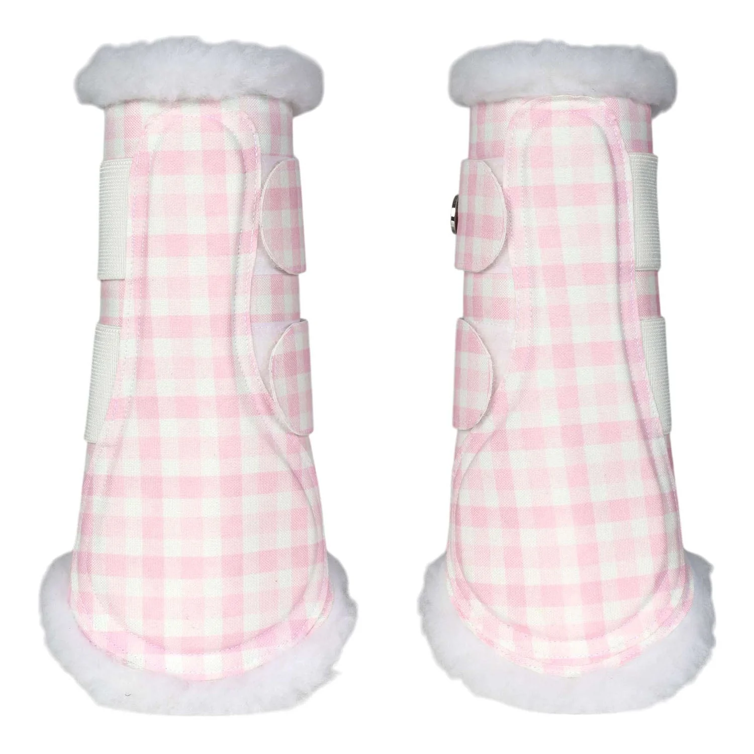 Dapplebay Gingham Brush Boots-Pink/White - Image 4