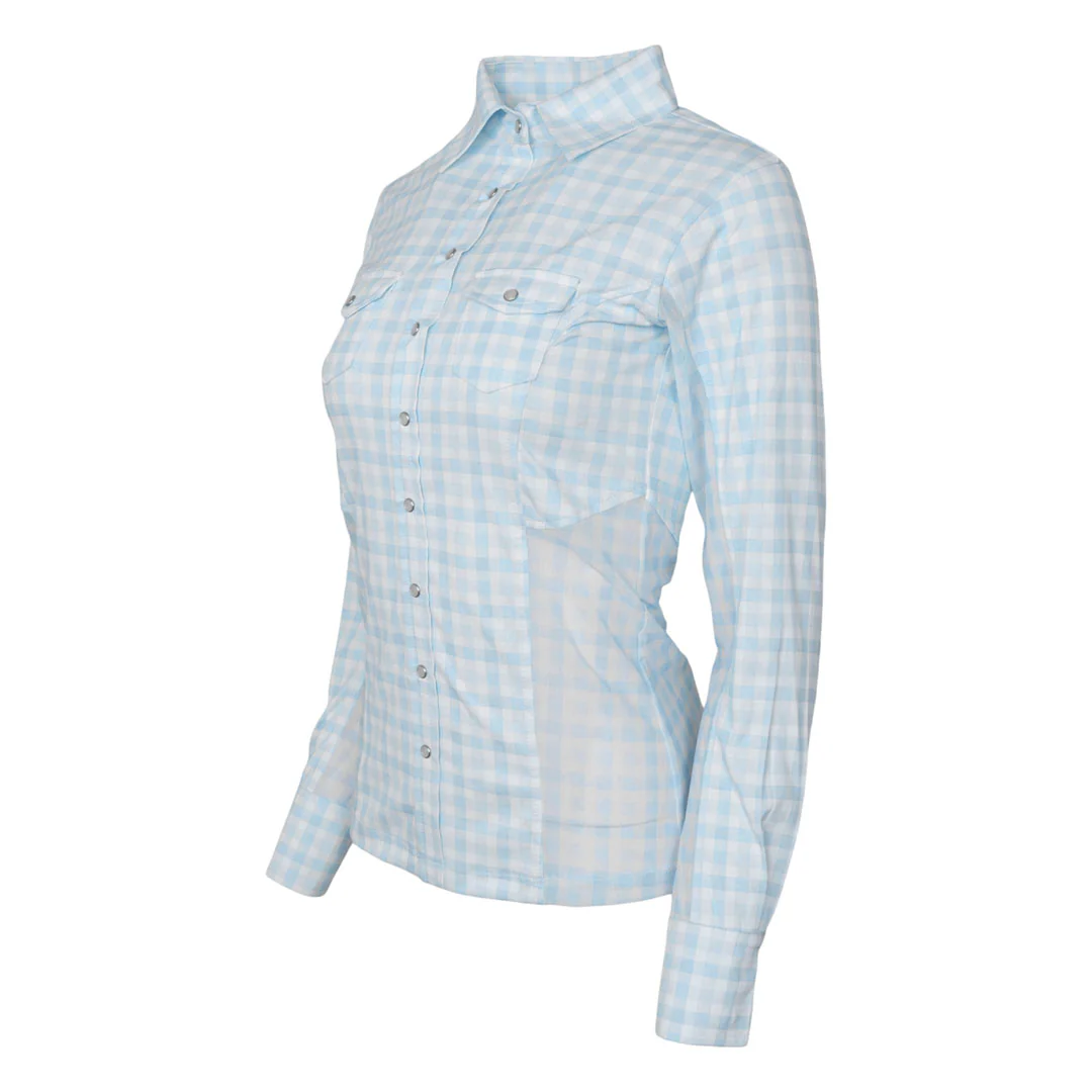 Dapplebay Gingham Button Down Western Shirt-Blue/White - Image 3