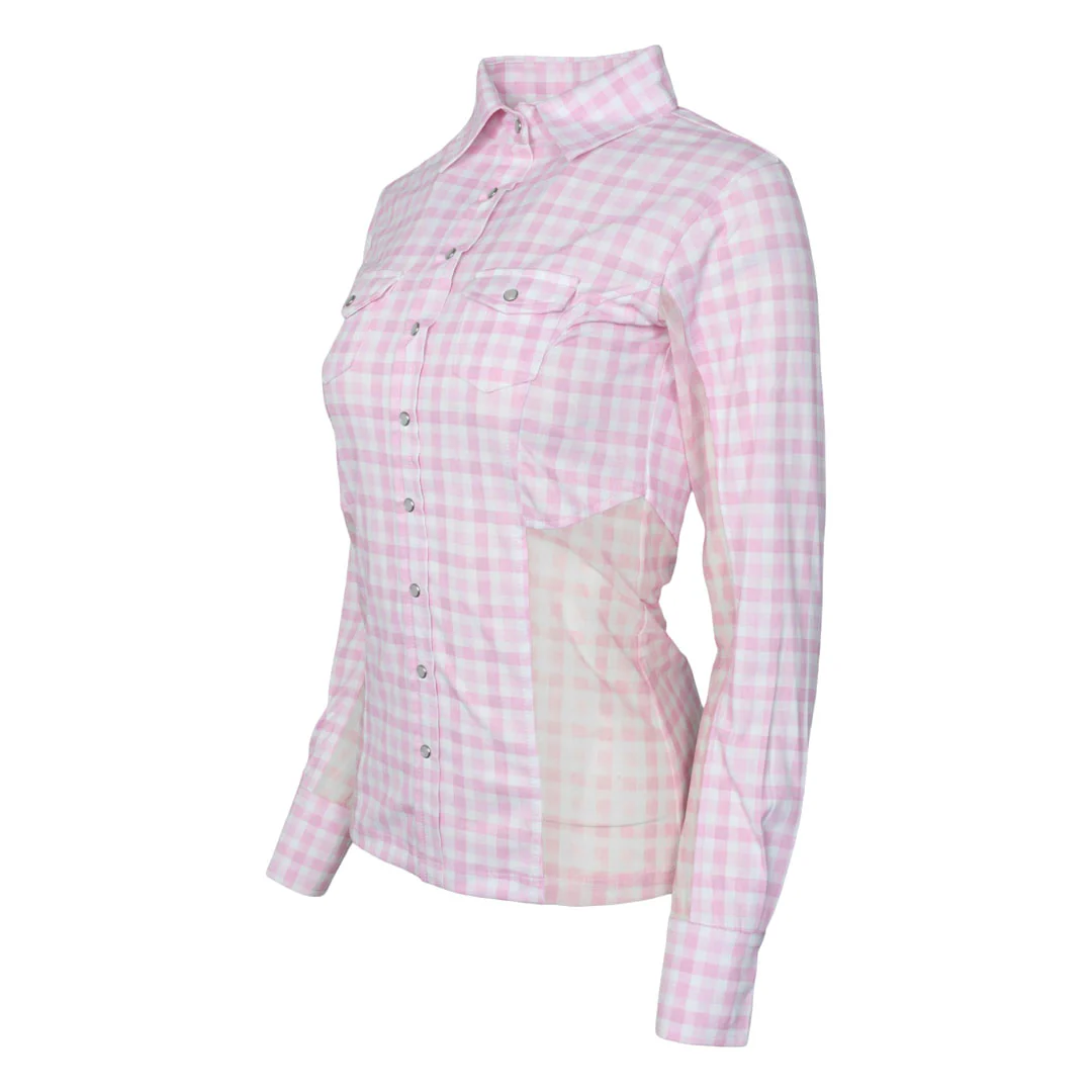 Dapplebay Gingham Button Down Western Shirt-Pink/White - Image 2