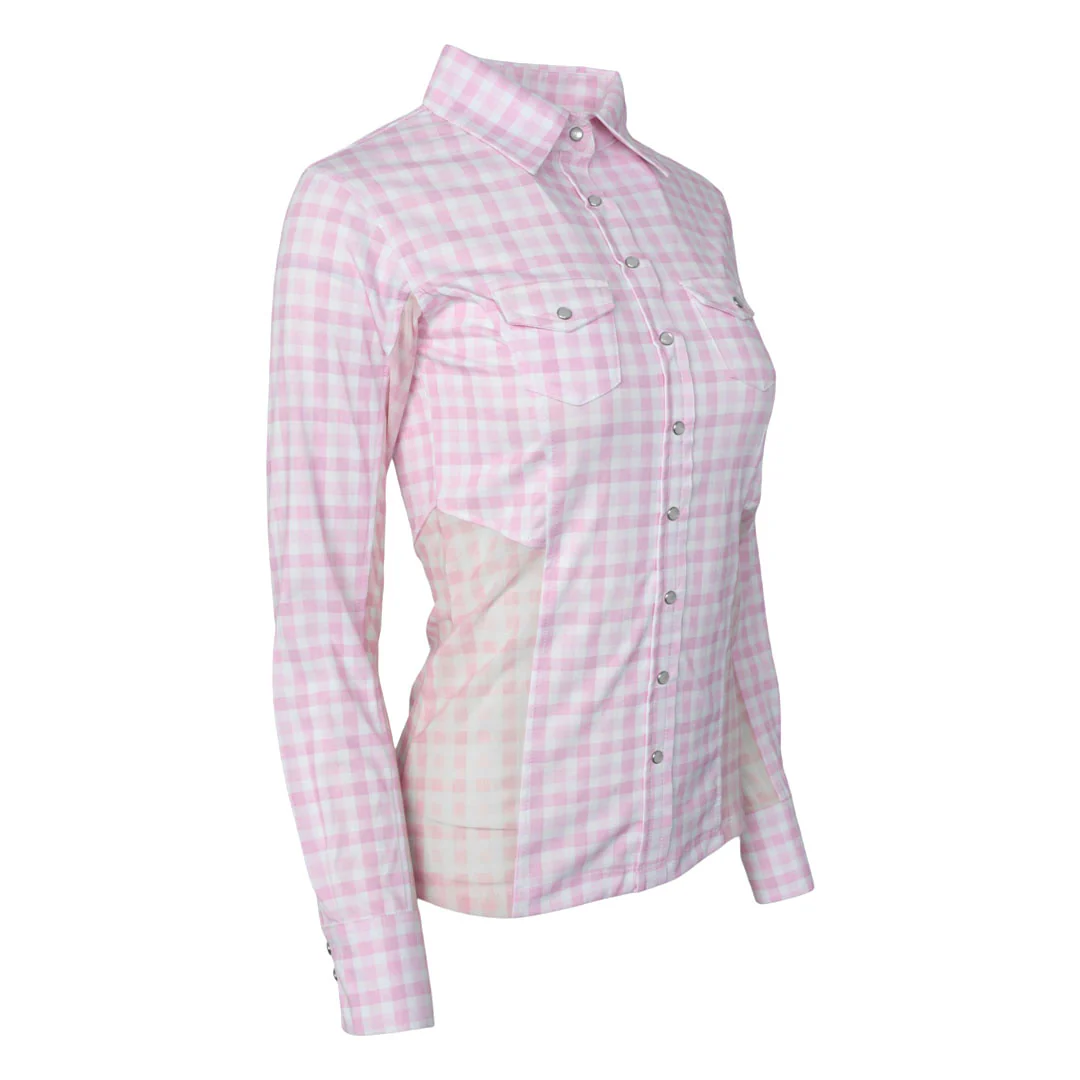 Dapplebay Gingham Button Down Western Shirt-Pink/White - Image 3