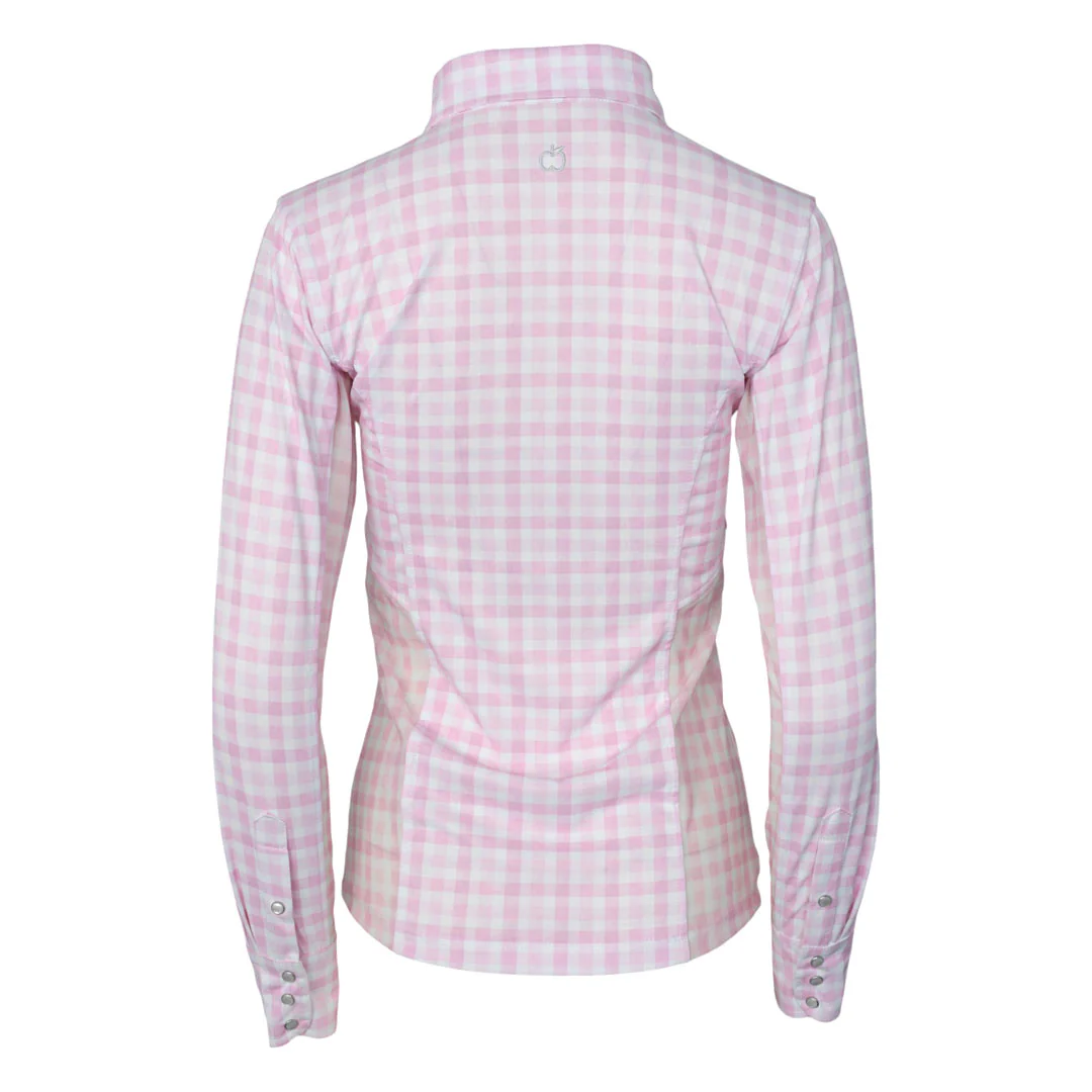 Dapplebay Gingham Button Down Western Shirt-Pink/White - Image 4