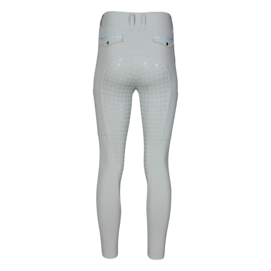 Dapplebay Gingham Compression Full Seat Breeches-Light Grey - Image 2