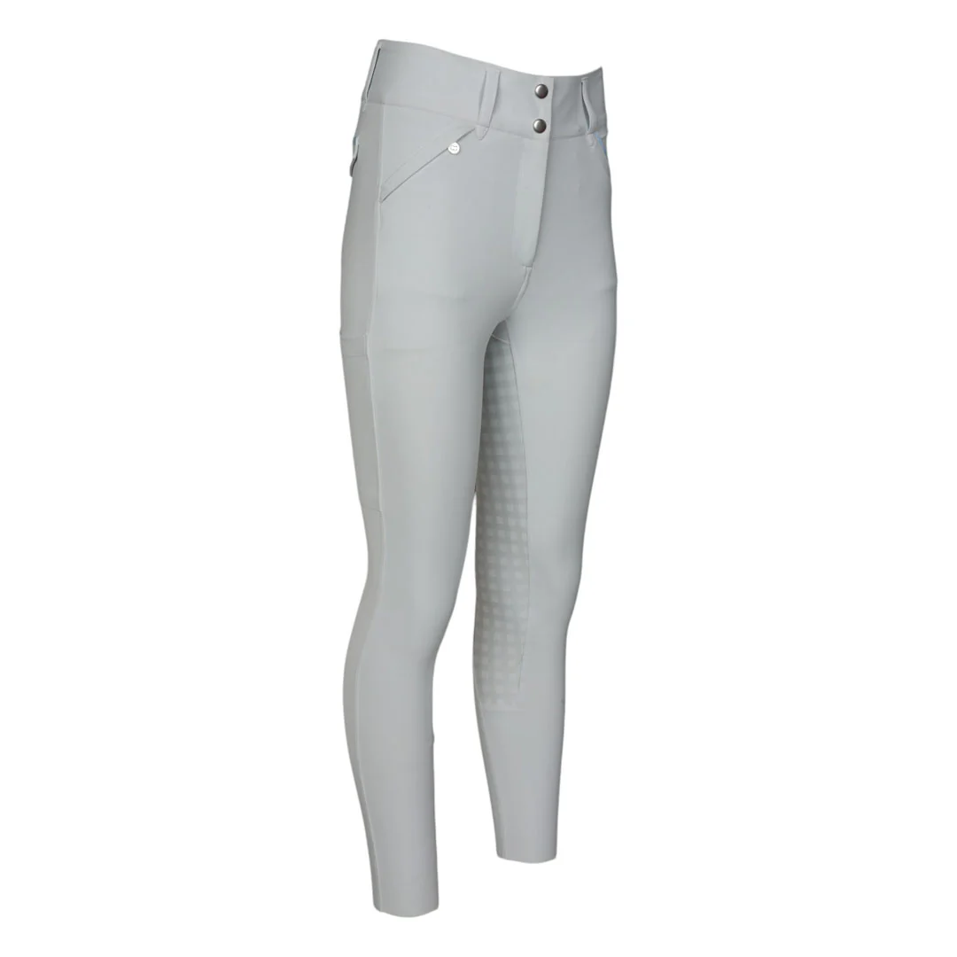 Dapplebay Gingham Compression Full Seat Breeches-Light Grey - Image 3