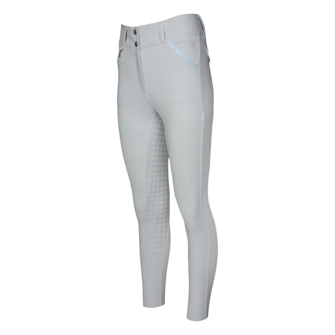 Dapplebay Gingham Compression Full Seat Breeches-Light Grey - Image 5