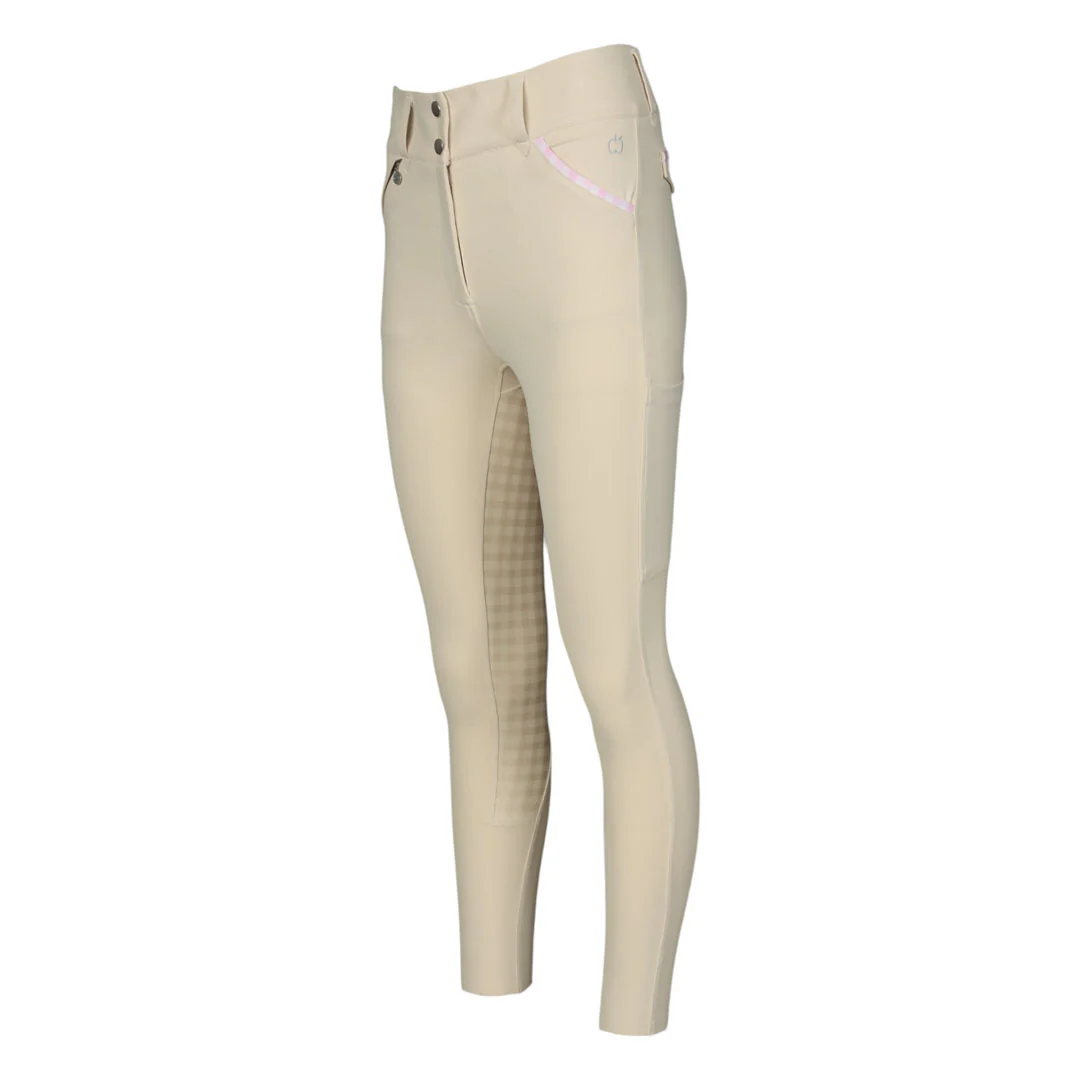 Dapplebay Gingham Compression Full Seat Breeches-Tan - Image 2