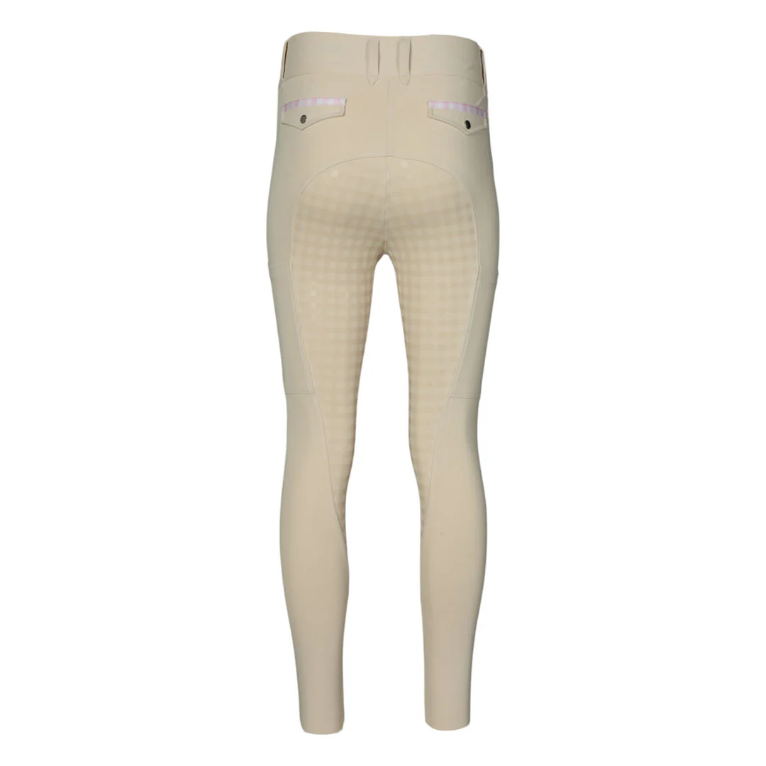 Dapplebay Gingham Compression Full Seat Breeches-Tan - Image 3
