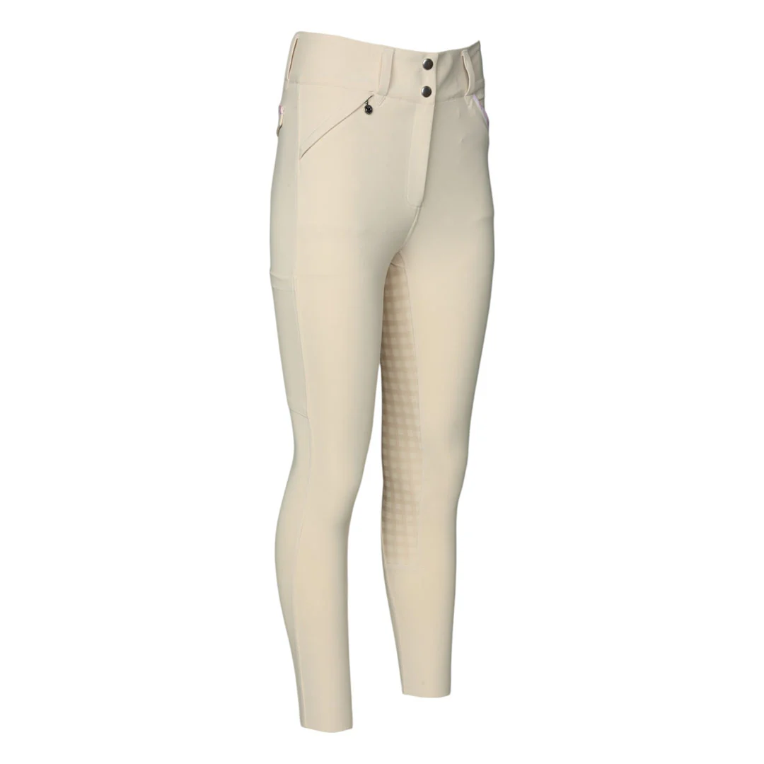 Dapplebay Gingham Compression Full Seat Breeches-Tan - Image 4