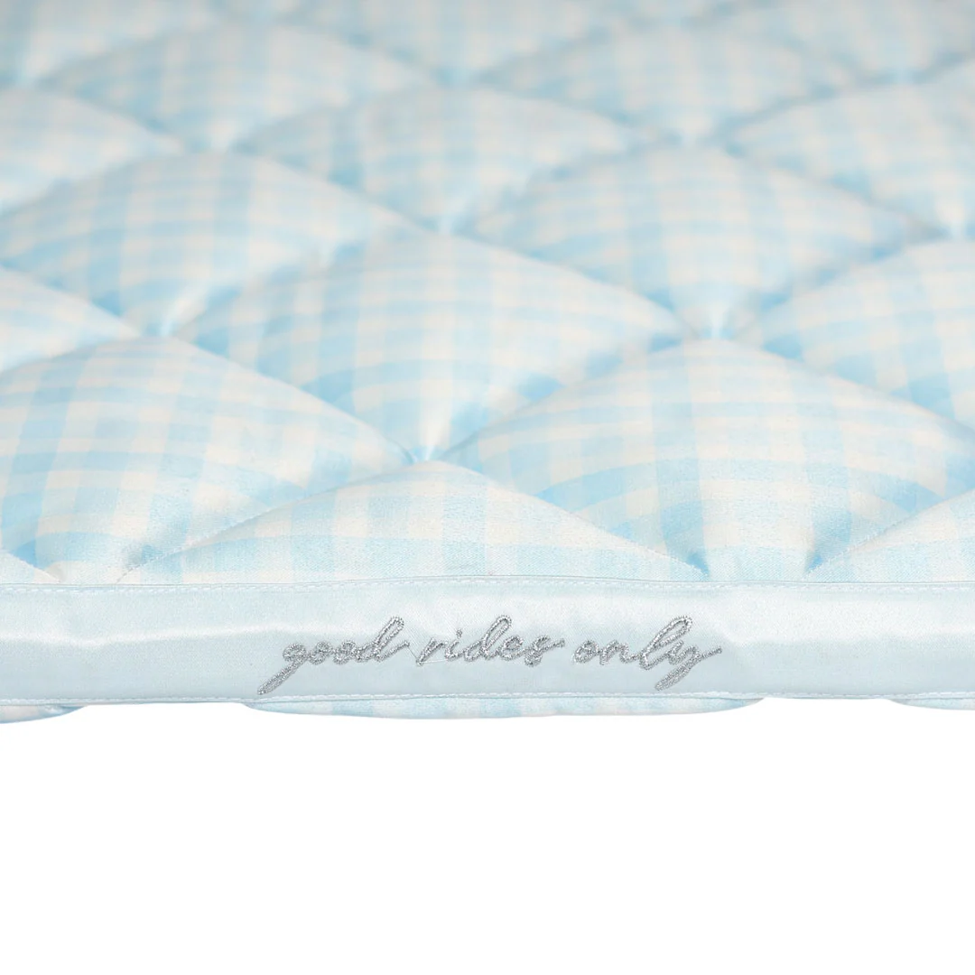 Dapplebay Gingham Dressage Saddle Pad-Blue/White - Image 2