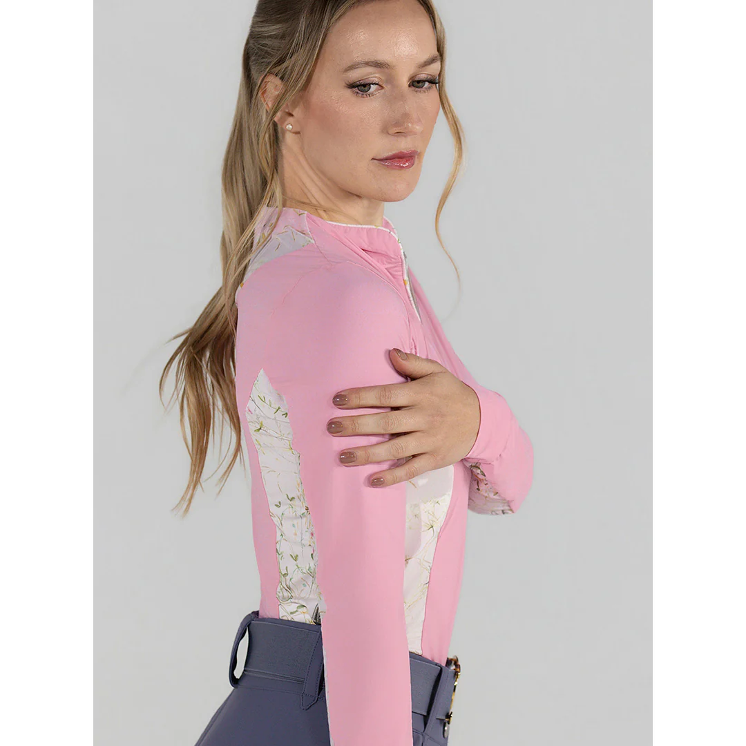 Dapplebay Grace 1/4 Zip LS Riding Top-Light Pink/Dragonfly Meadow - Image 3