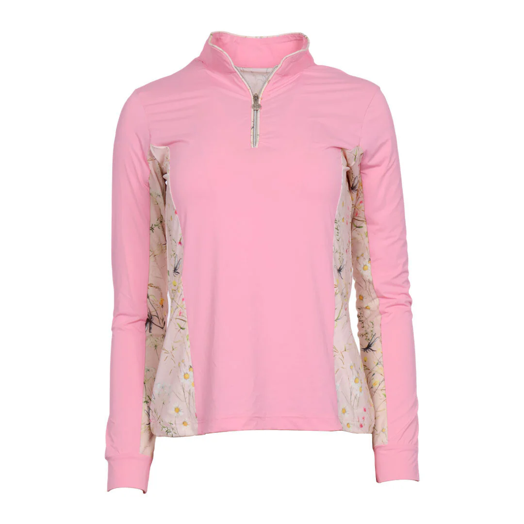 Dapplebay Grace 1/4 Zip LS Riding Top-Light Pink/Dragonfly Meadow - Image 6