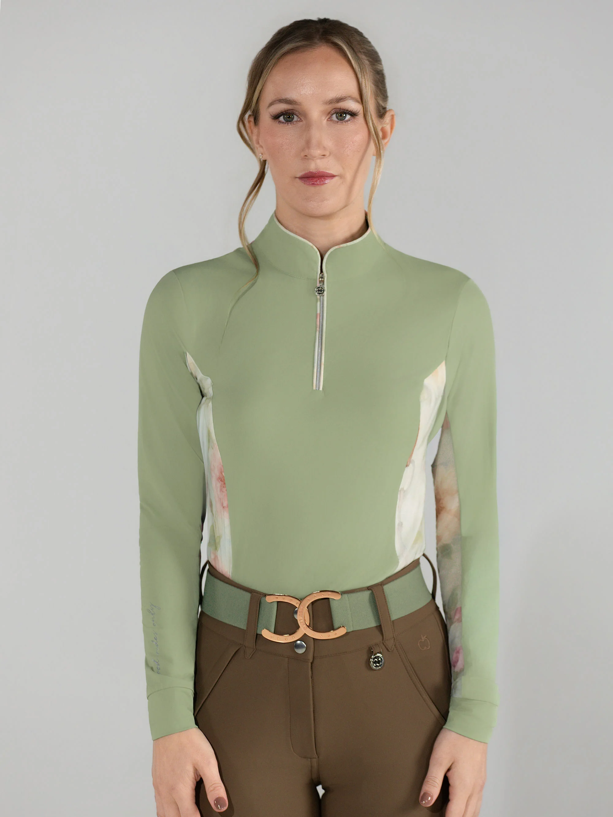 Dapplebay Grace 1/4 Zip LS Riding Top-Sage - Image 4