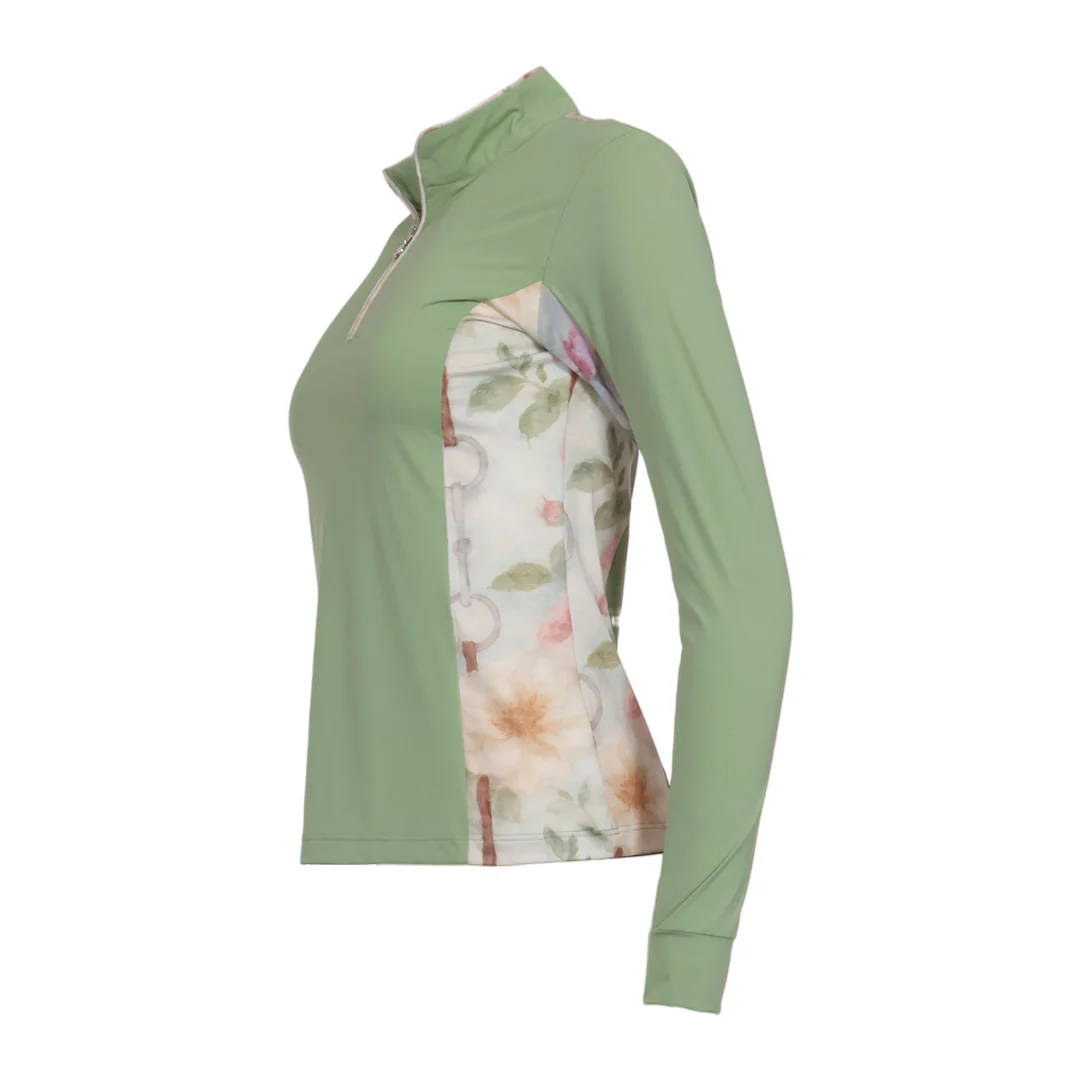 Dapplebay Grace 1/4 Zip LS Riding Top-Sage - Image 7