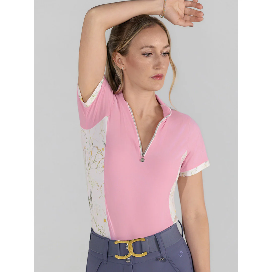 Dapplebay Grace 1/4 Zip SS Riding Top-Light Pink/Dragonfly Meadow - Image 5