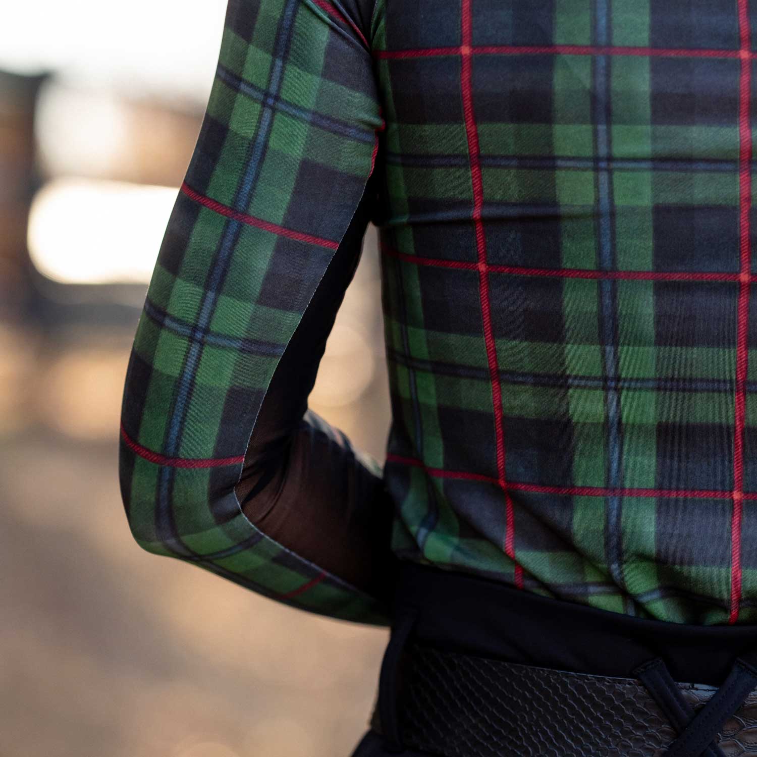 Dapplebay Holiday Plaid 1/4 Zip Light Riding Top-GREEN - Image 6