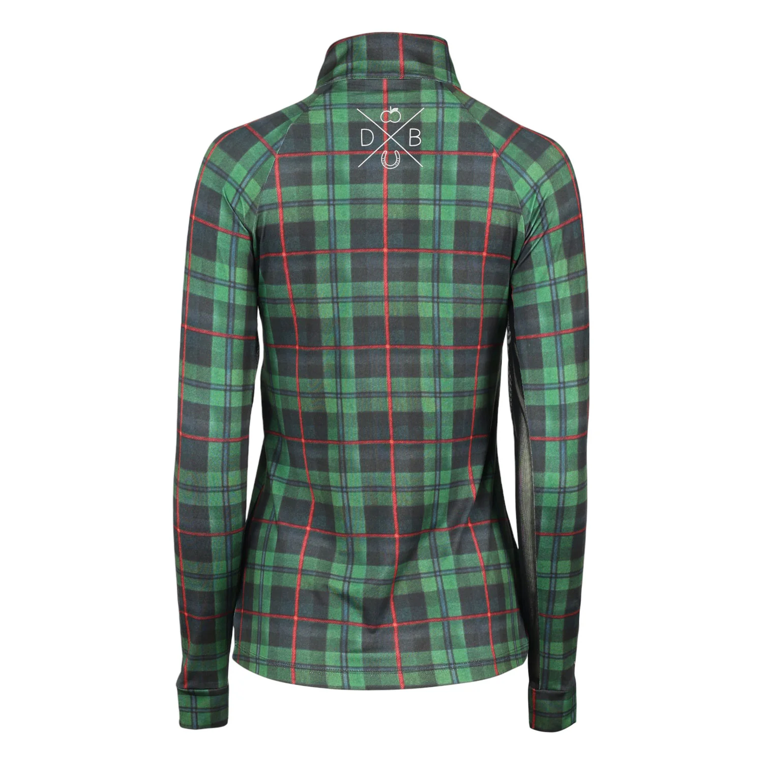 Dapplebay Holiday Plaid 1/4 Zip Light Riding Top-GREEN - Image 8