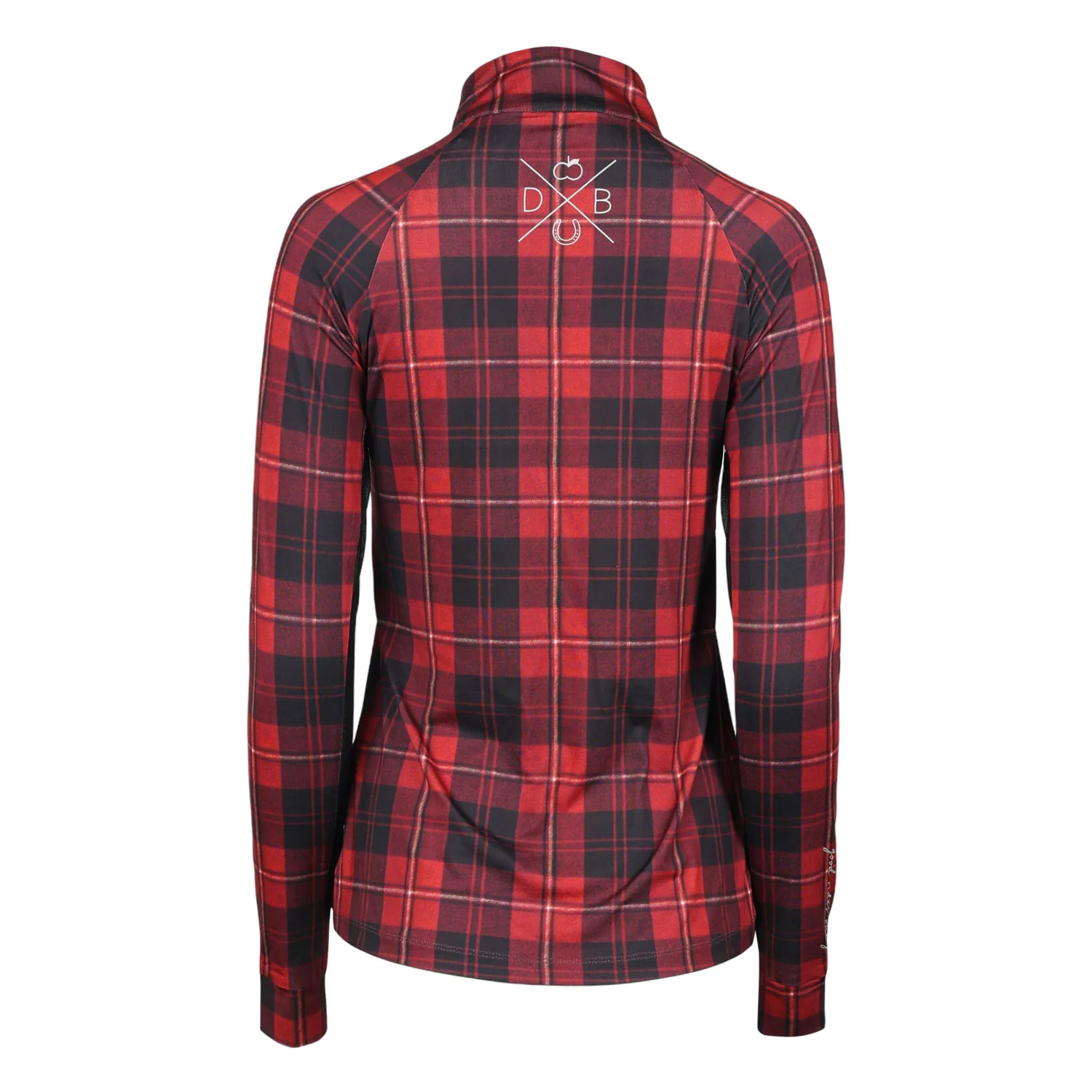 Dapplebay Holiday Plaid 1/4 Zip Light Riding Top-RED - Image 7