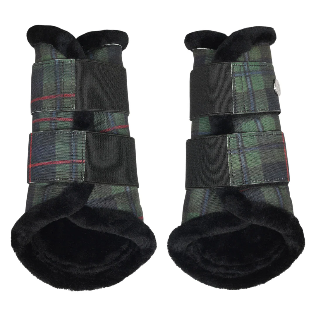 Dapplebay Holiday Plaid Brush Boots-Green - Image 3