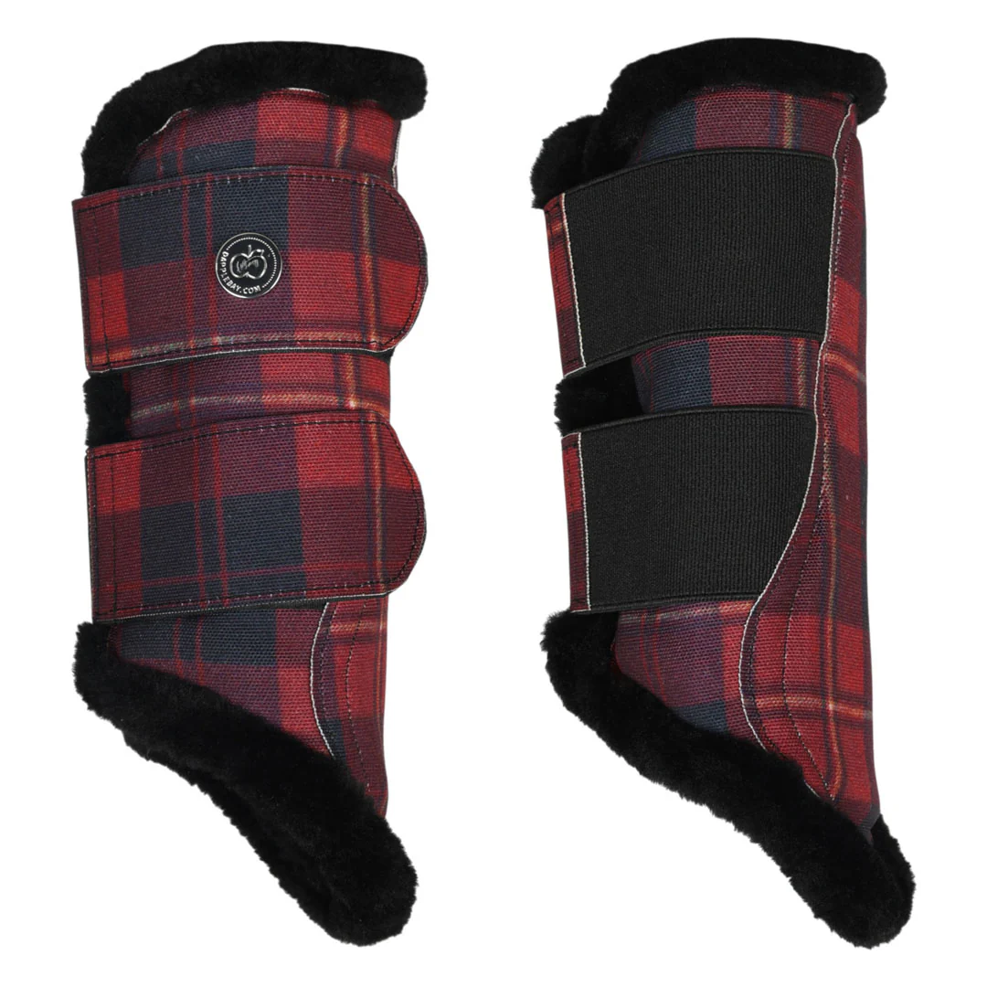 Dapplebay Holiday Plaid Brush Boots-Red - Image 2