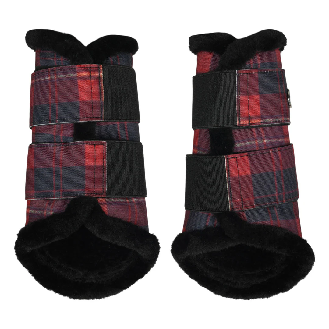 Dapplebay Holiday Plaid Brush Boots-Red - Image 3