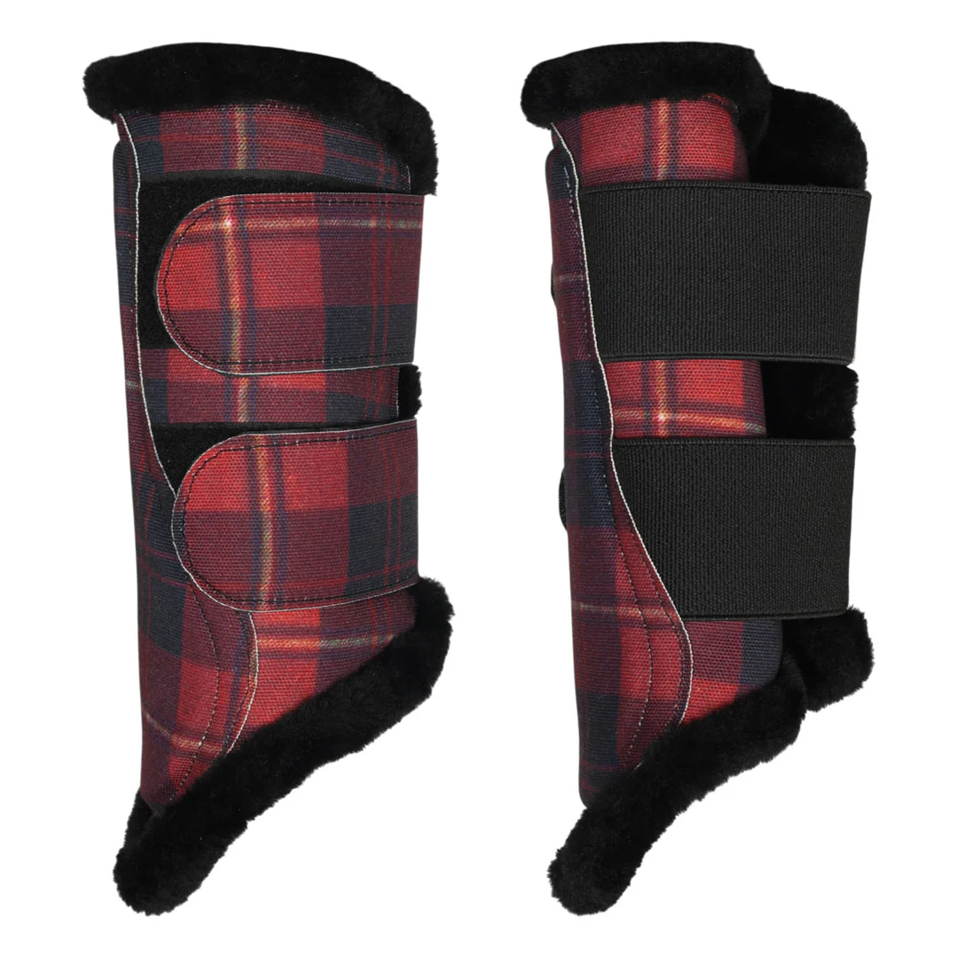 Dapplebay Holiday Plaid Brush Boots-Red - Image 4